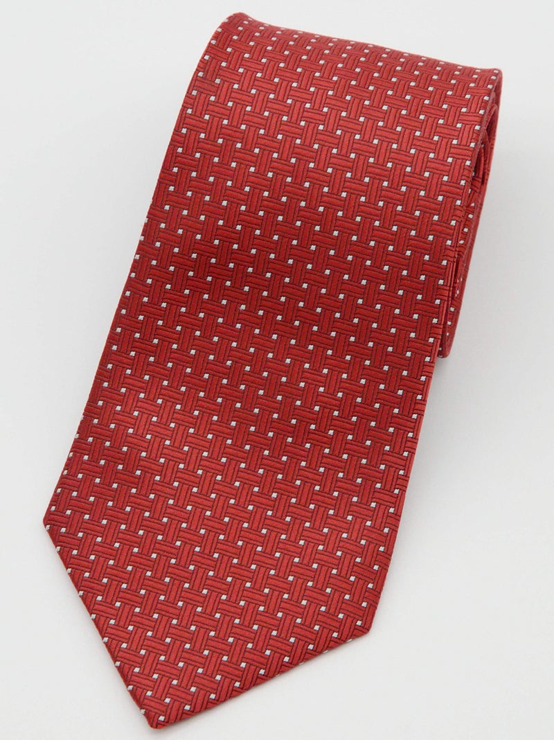 Geotae Zerun New Classic Solid Checks Paisley JACQUARD WOVEN Silk Men's Tie Necktie (Woven Red) - Image 5